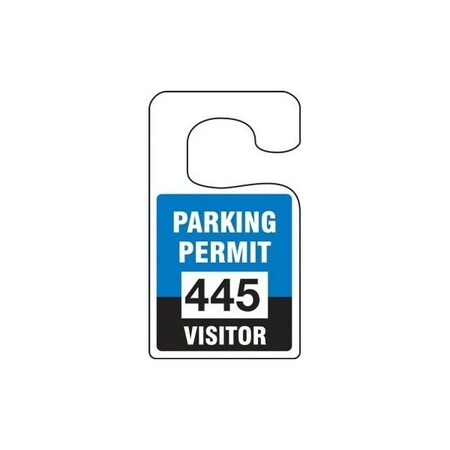 Accuform Parking Permit Tag, VISITOR Numbered 900-999, Orange, 5in x 3in, Laminated PF-Cardstock, 100PK TNT270ORK